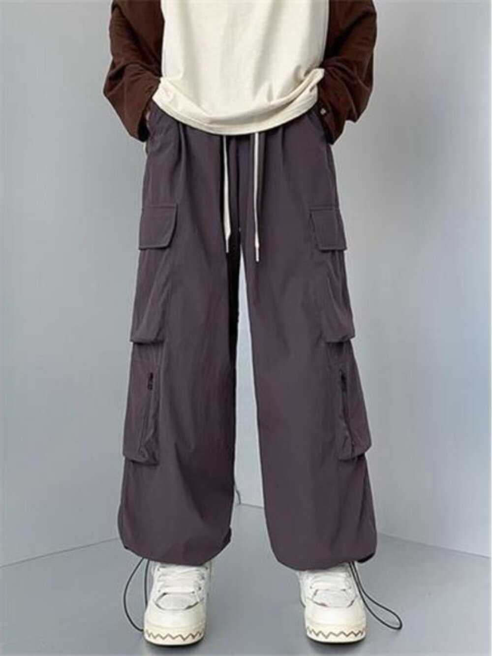 Men's Plus Size Loose Fit Cargo Pants with Drawstring - Picture 10 of 12